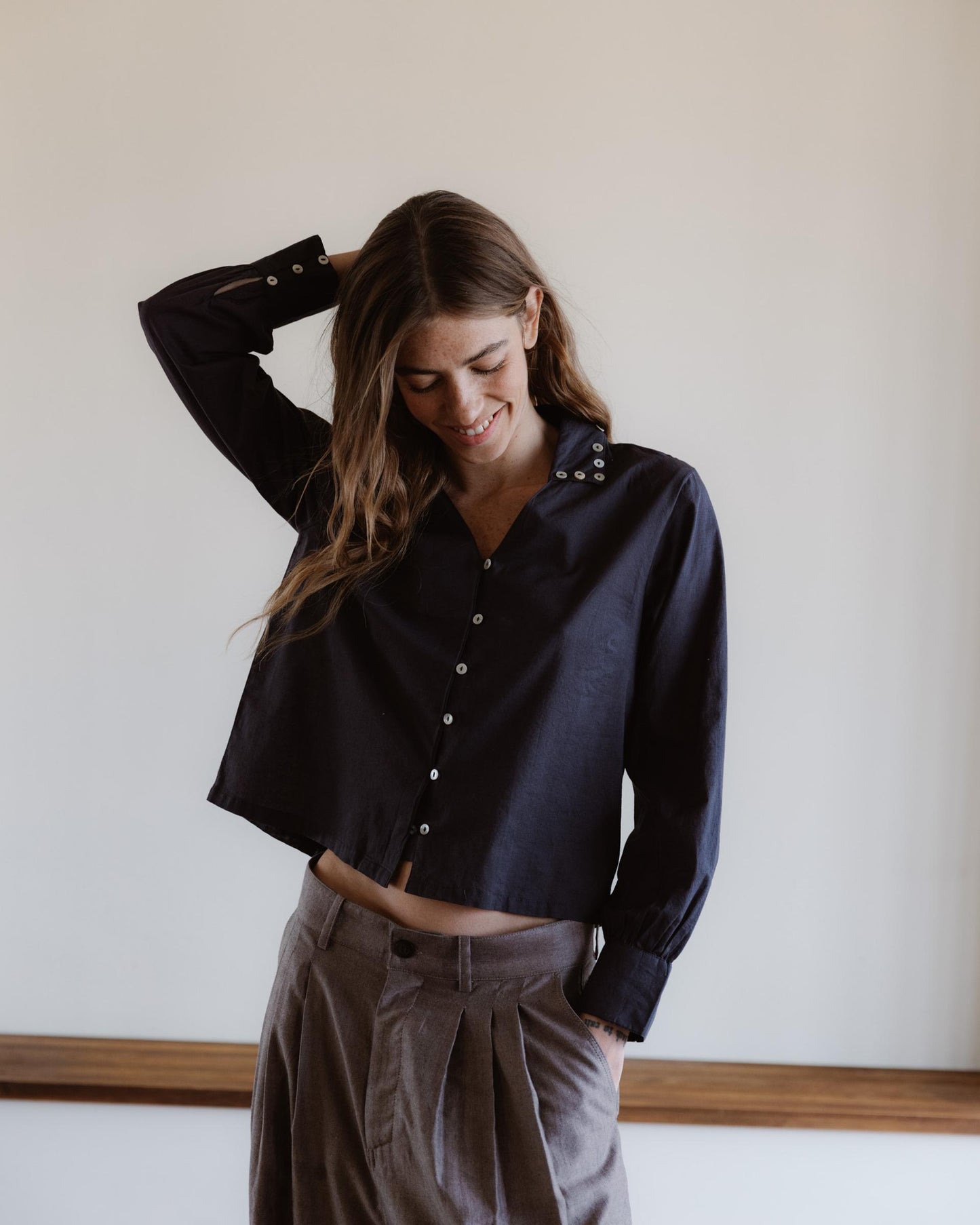 Anthracite Mother-of-Pearl Button Shirt