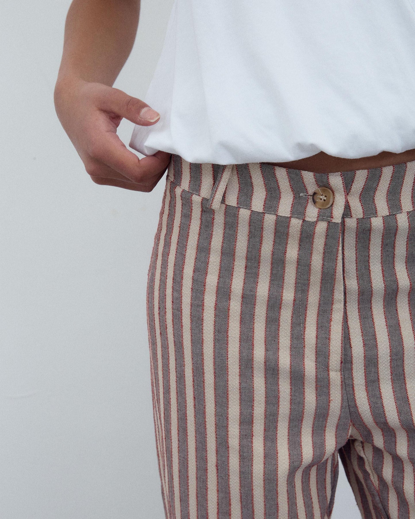 Pantalón Fluido Rayas Marrón