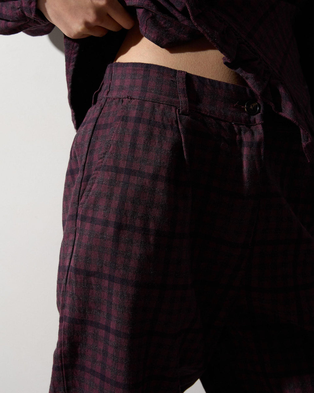 Purple Balloon Plaid Pants