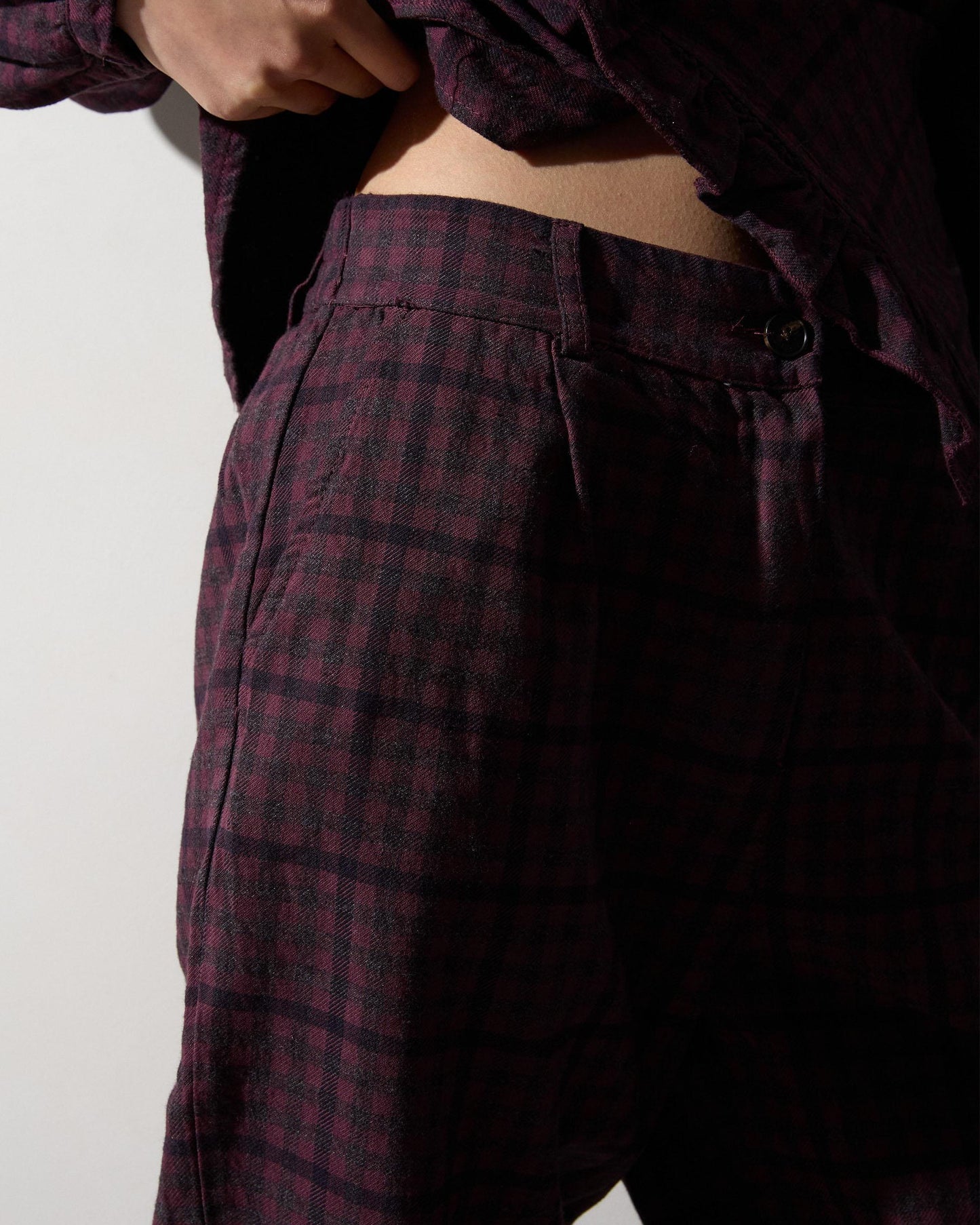 Purple Balloon Plaid Pants