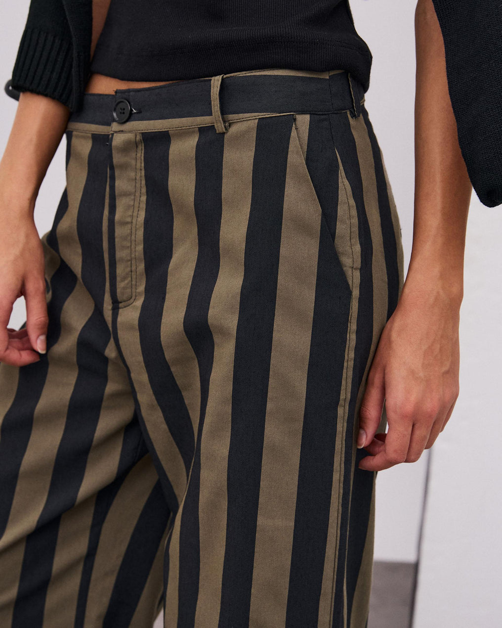 Pantalón Rayas Bicolor Negro