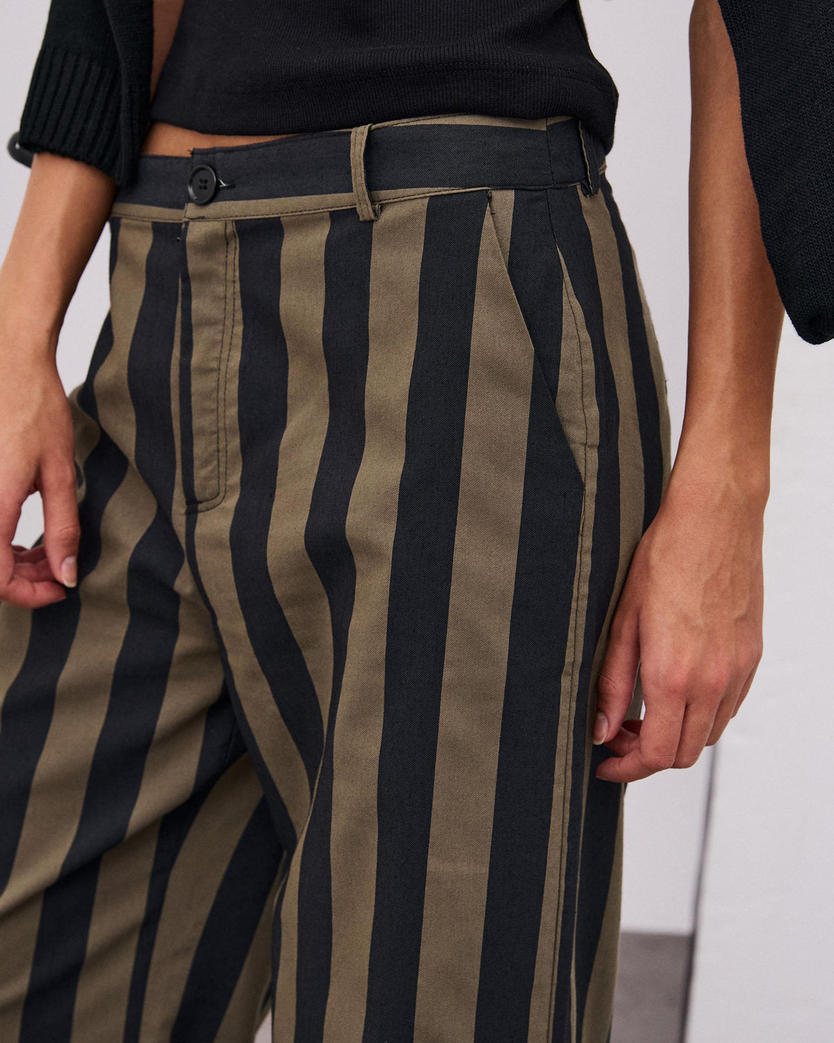Pantalón Rayas Bicolor Negro