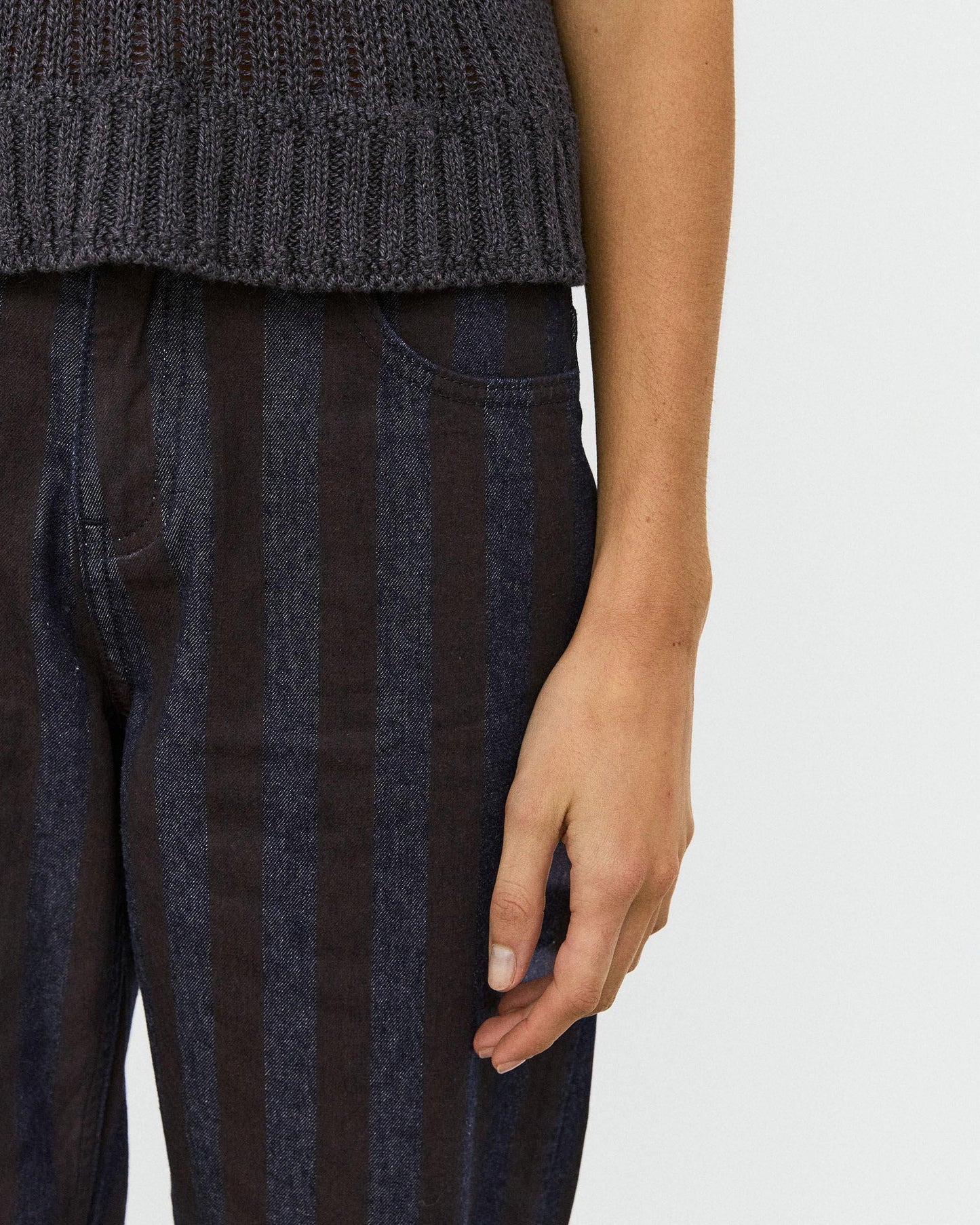 Jeans Balloon Rayures Bleu Foncé