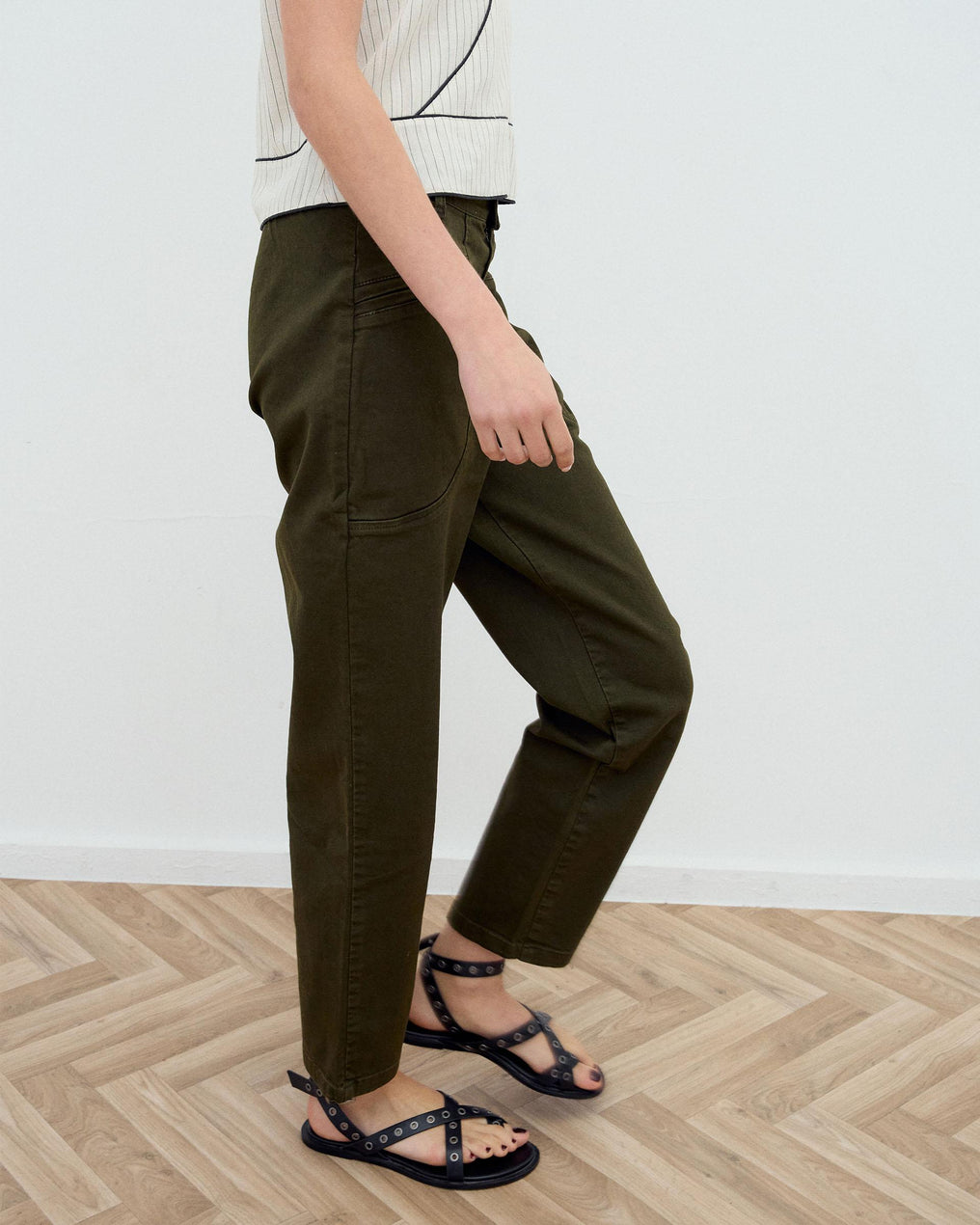 Dark Green Welt Pocket Jeans
