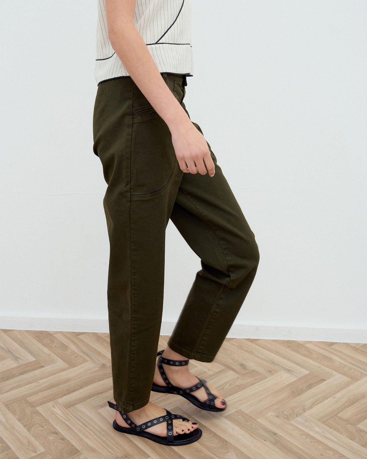 Dark Green Welt Pocket Jeans