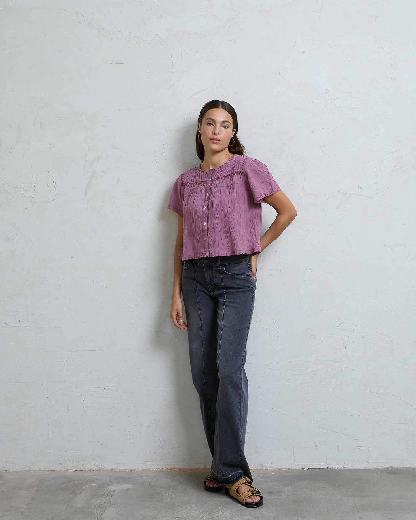 Blusa Lila Blusas Para Combinar Pantalon Negro Jeans Outfit Con