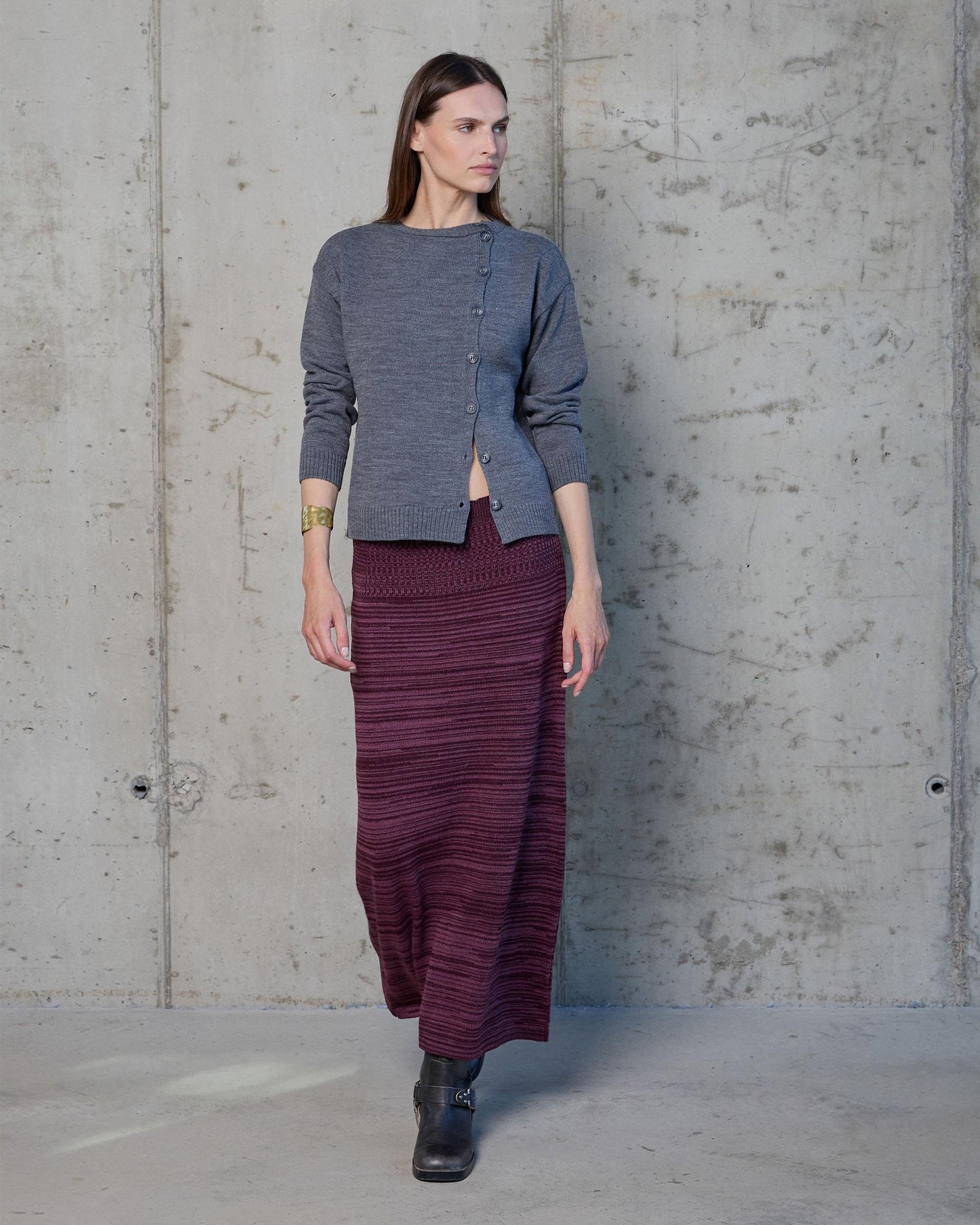 Falda Punto Bicolor Morado