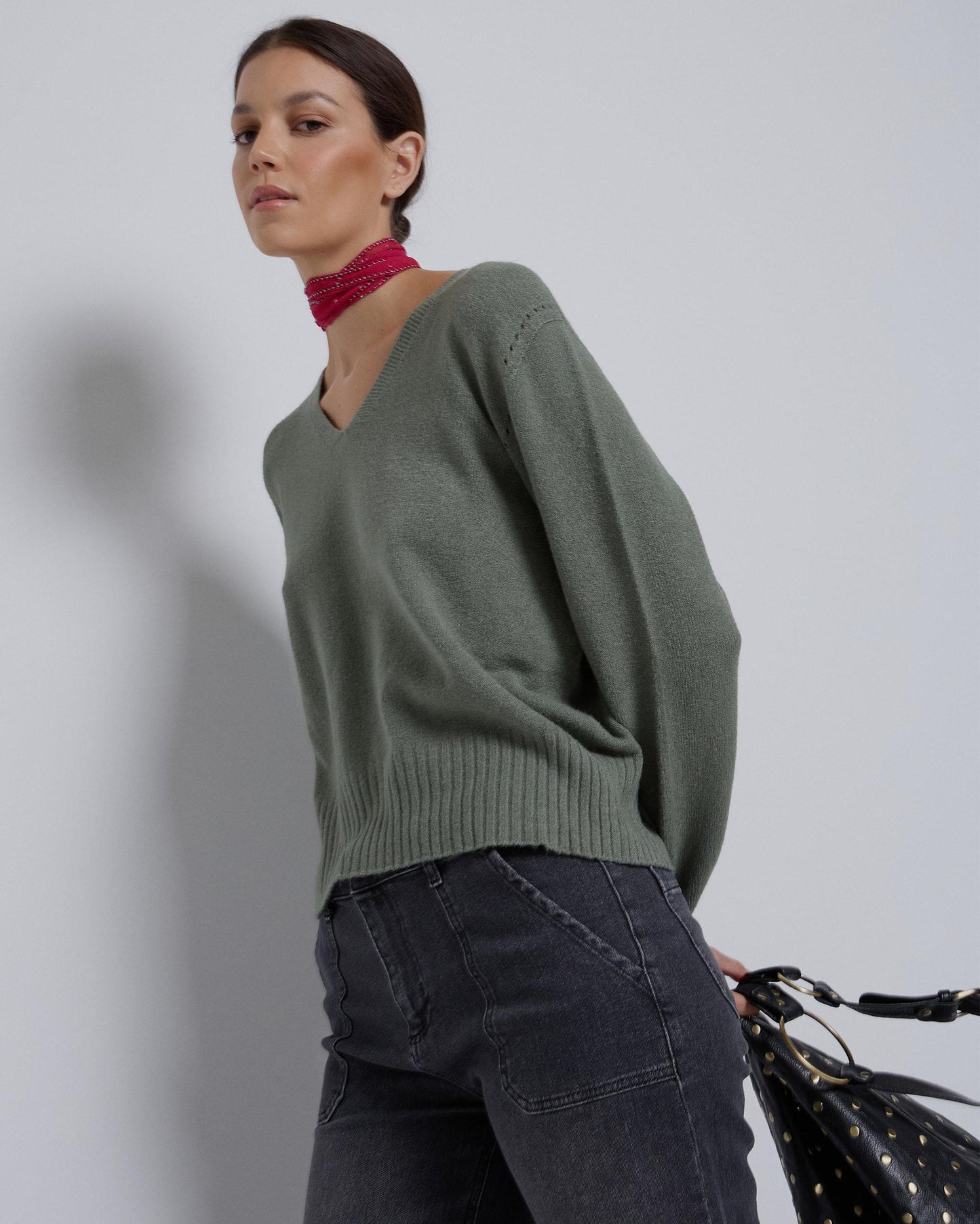 Jersey Cuello Pico Verde Oscuro