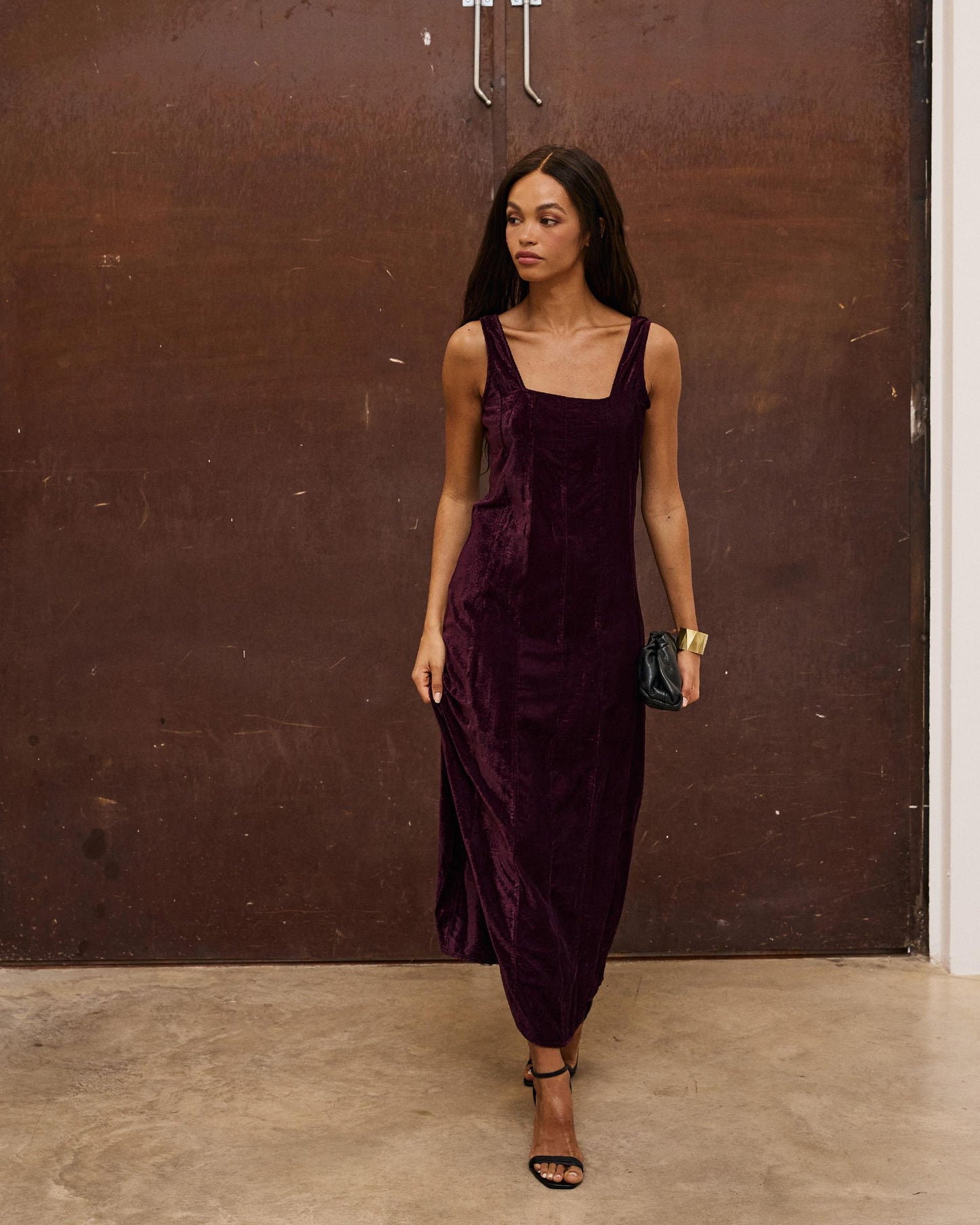 Vestido Tirantes Terciopelo Morado
