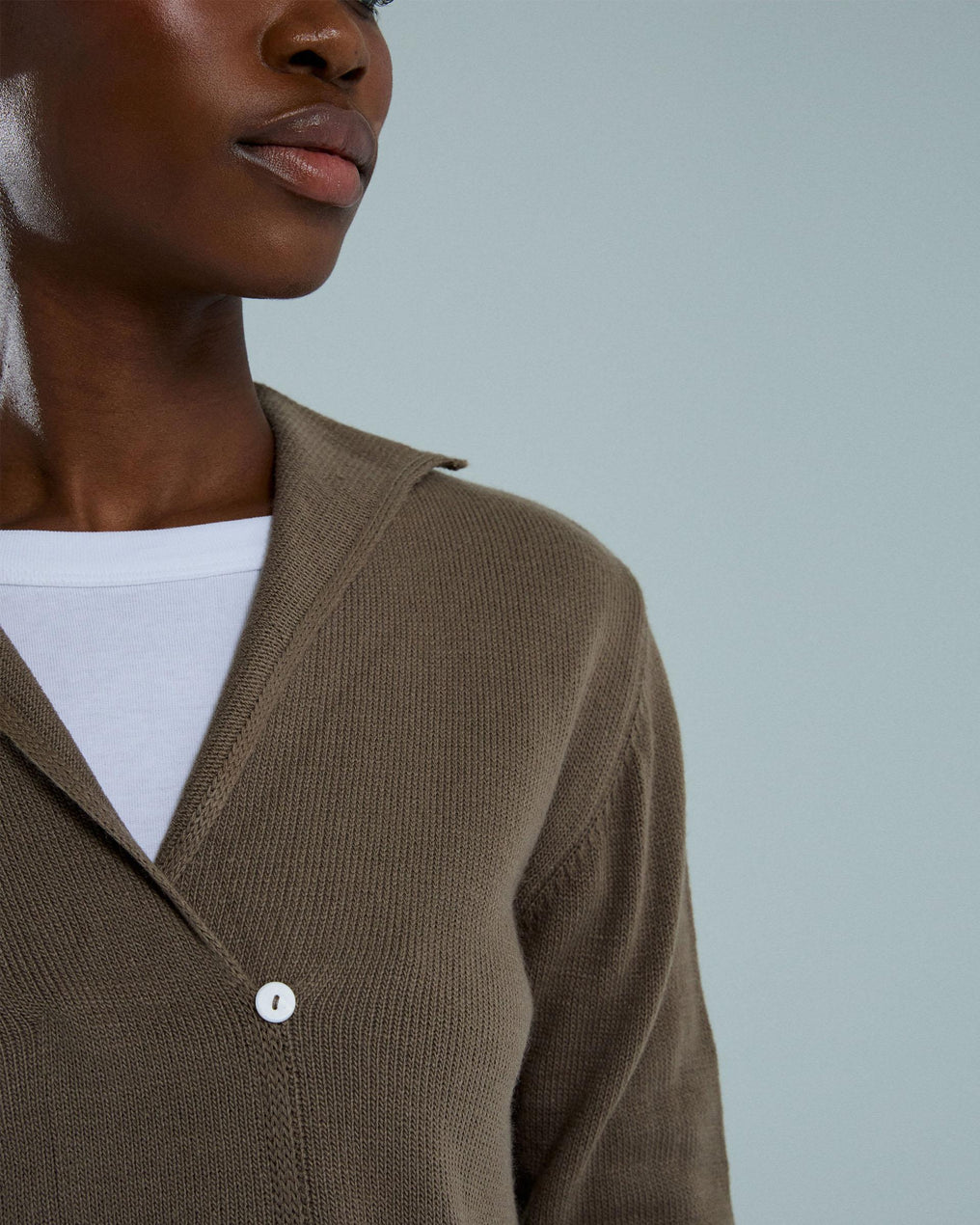 Jersey Cuello Polo Botón Taupe