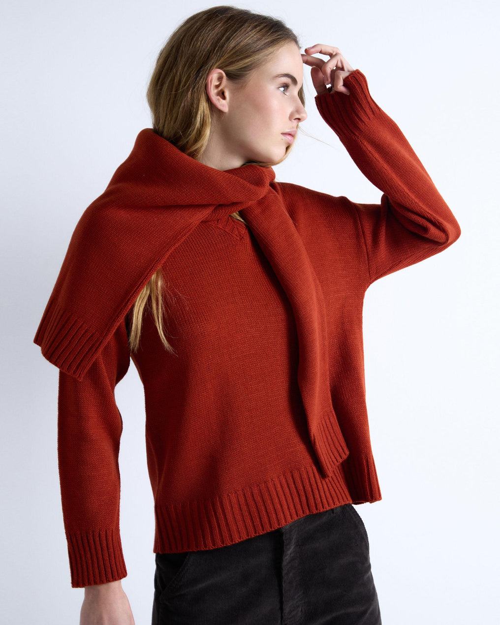 Jersey Cuello Pico Rib Naranja