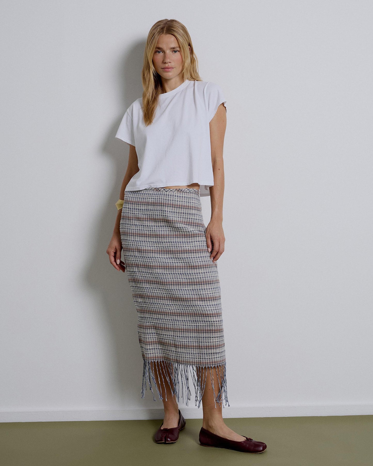 Falda Tejido Rustico Azul Marino