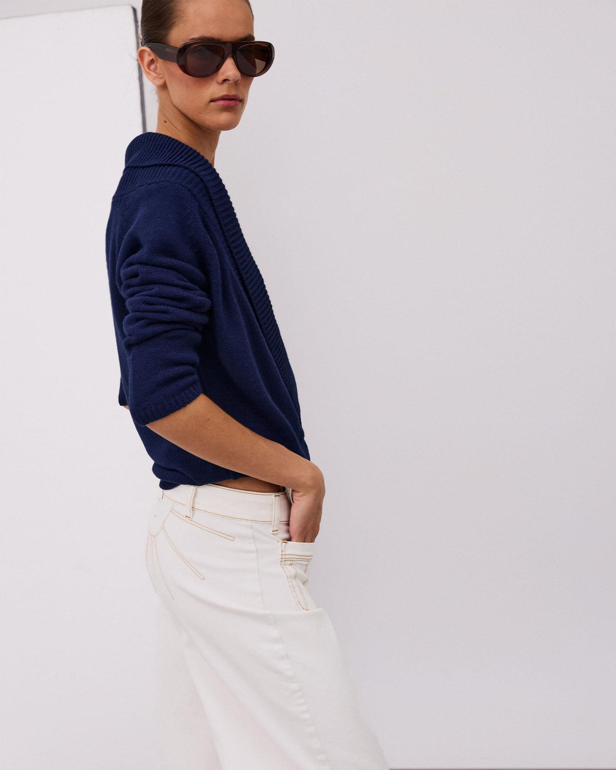 Pull Croisé Bleu Marine