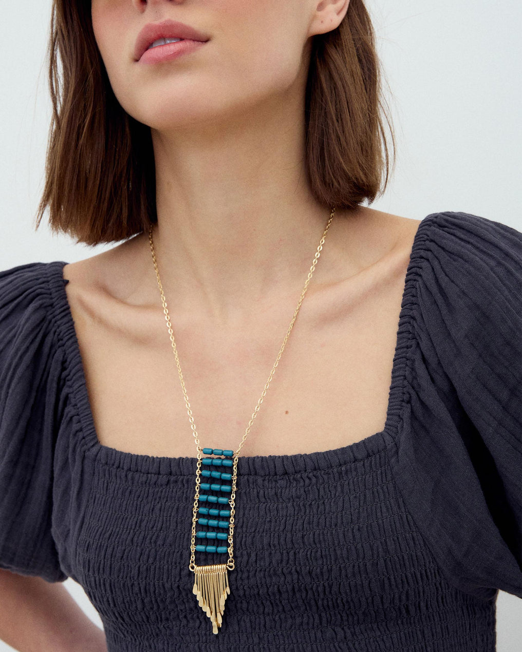 Collier Ethnique Franges Doré