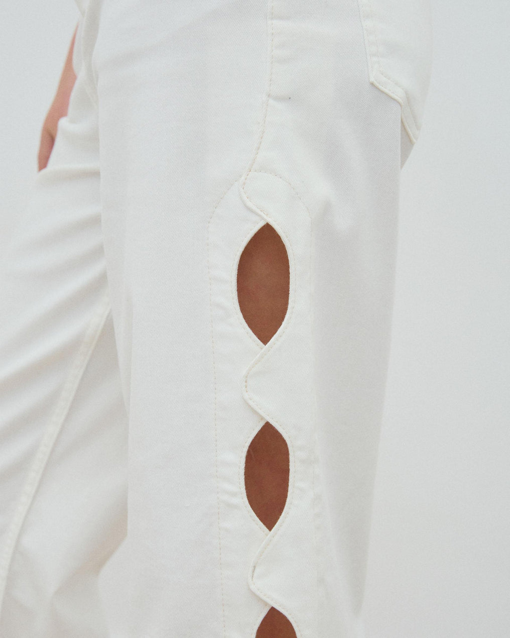 Jeans Fentes Ovales Blanc