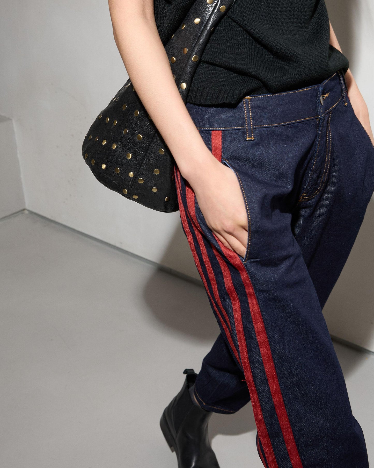 Dark Blue Side Stripe Jeans