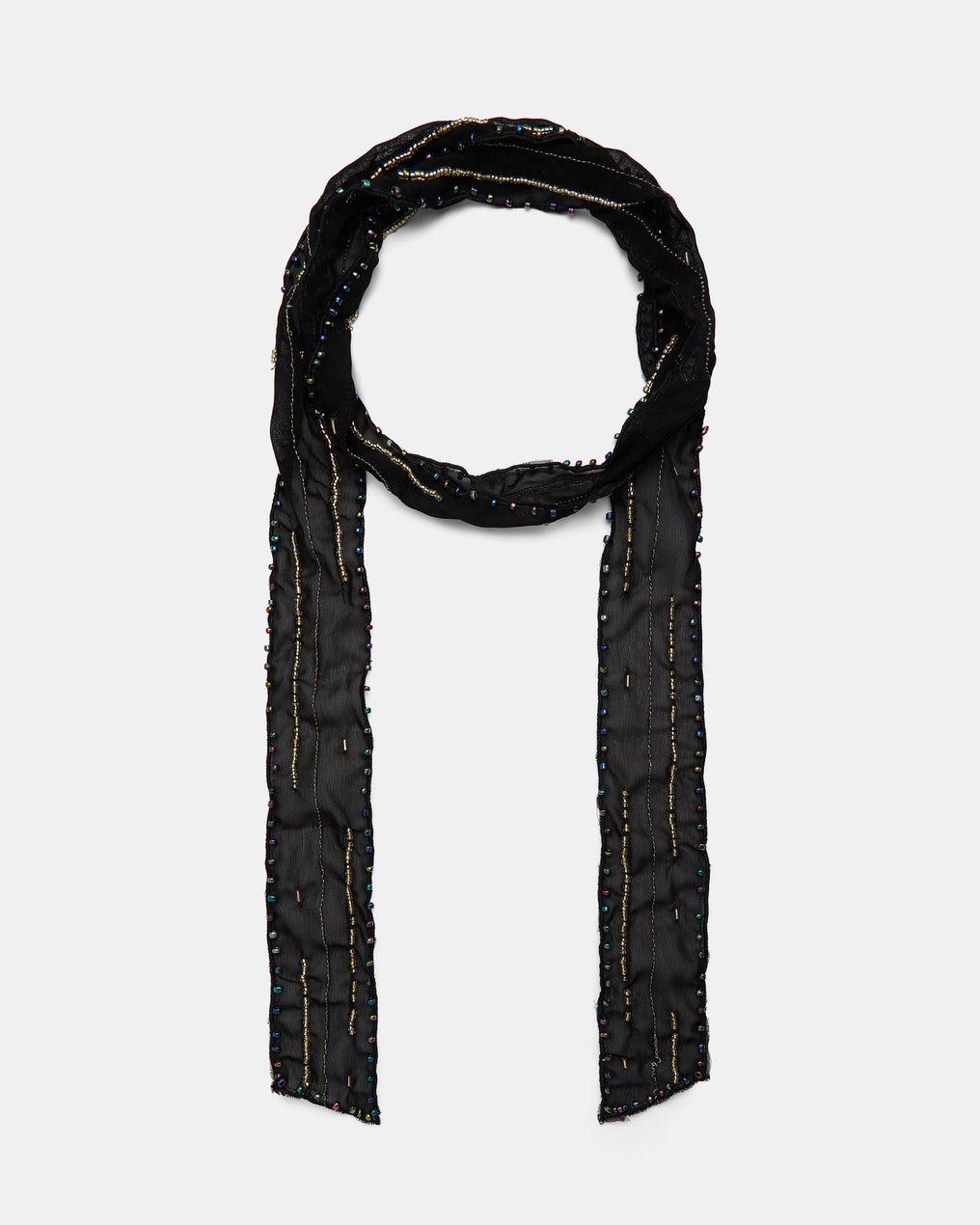Black Organza Beaded Necklace