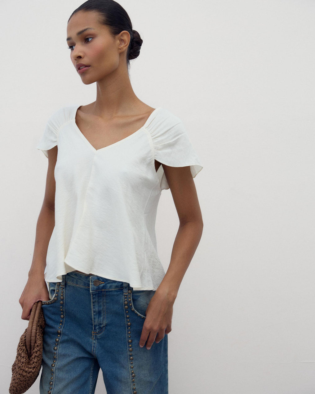 Blusa Escote Pico Espalda Blanca