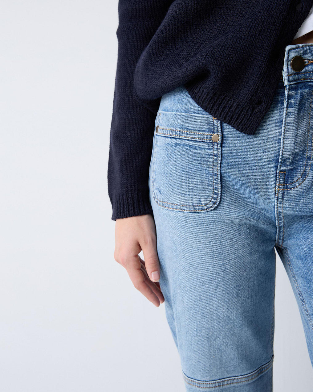 Jeans Seams Pockets Plastón Blue