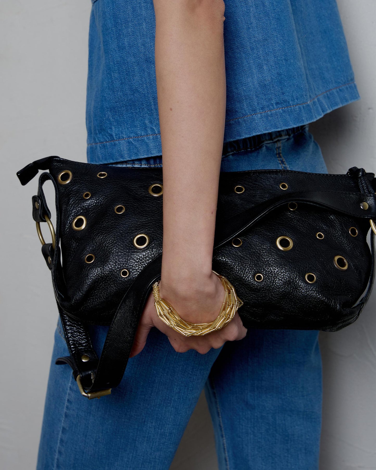 Black Leather Ring Bag