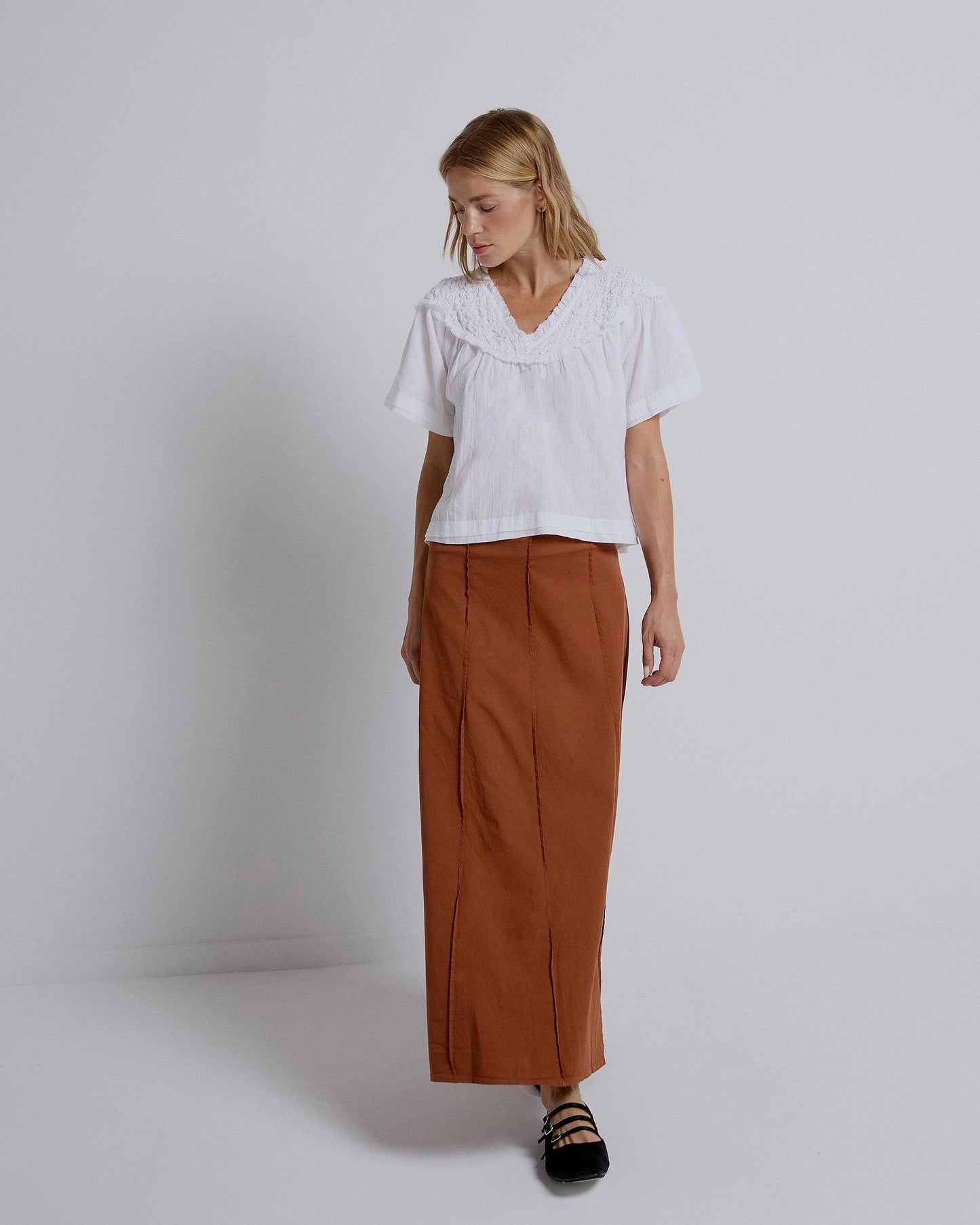 Falda Costuras Naranja