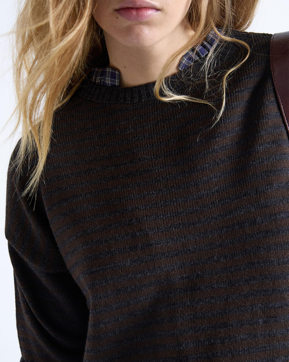 Anthracite Striped Crew Neck Sweater