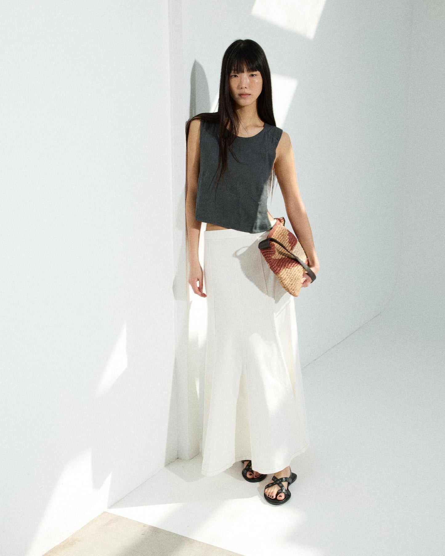 Cross-Back Linen Top Anthracite