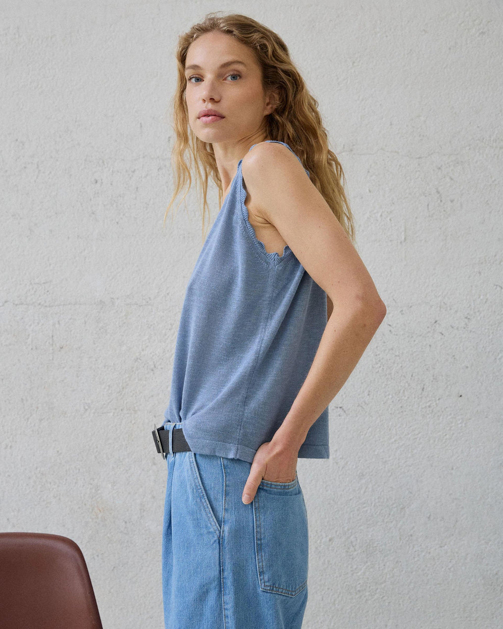 Blue Wavy Details Top