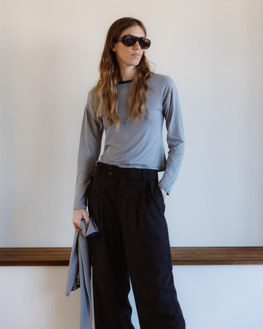 Camiseta Rayas Contraste Cuello Blanco