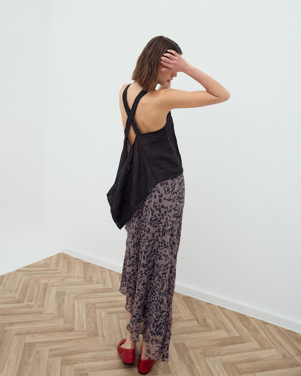 Black Backless Linen Top