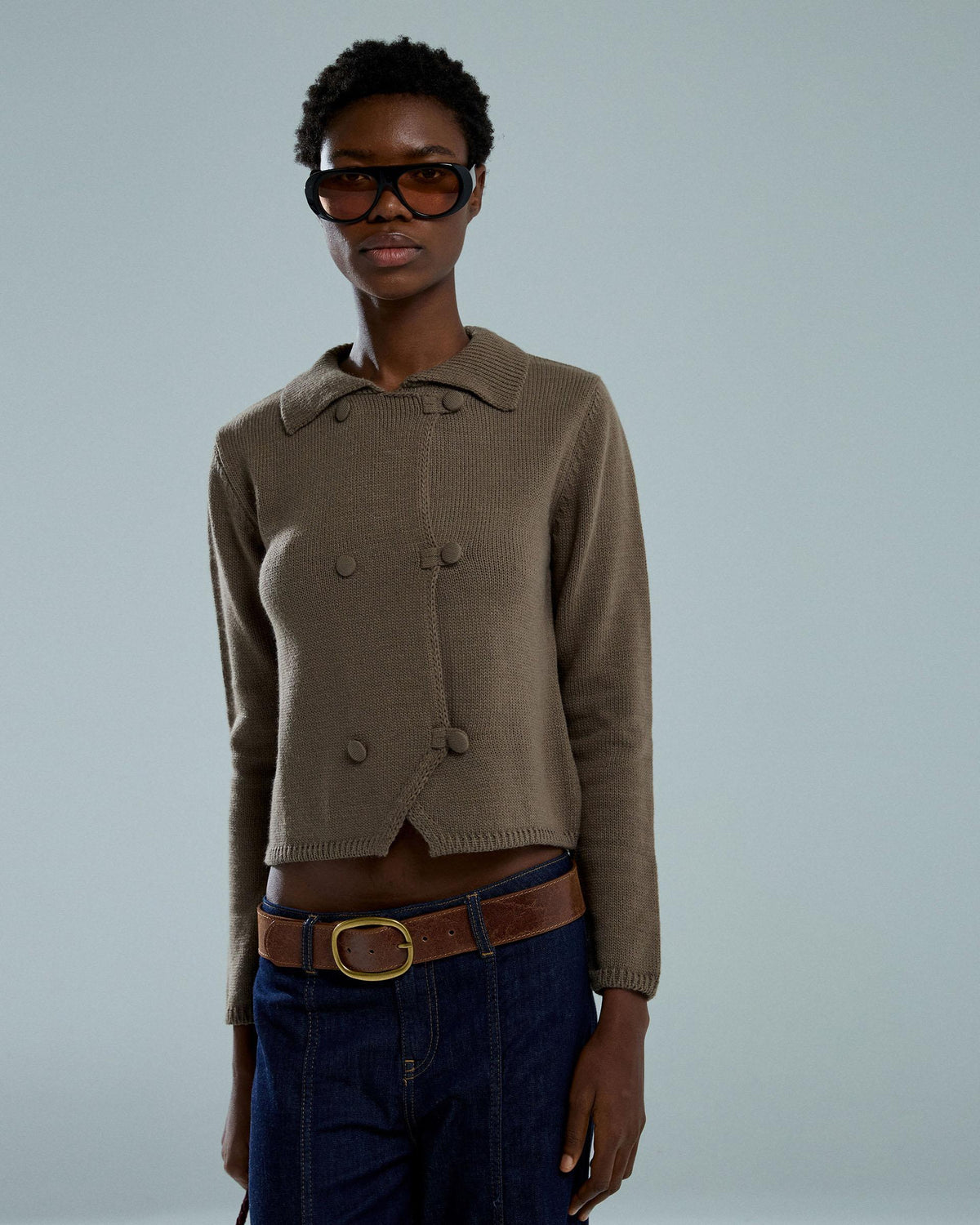 Chaqueta Botones Forrados Taupe