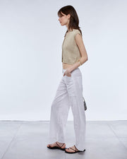 Pantalón Costura Contraste Blanco - 4