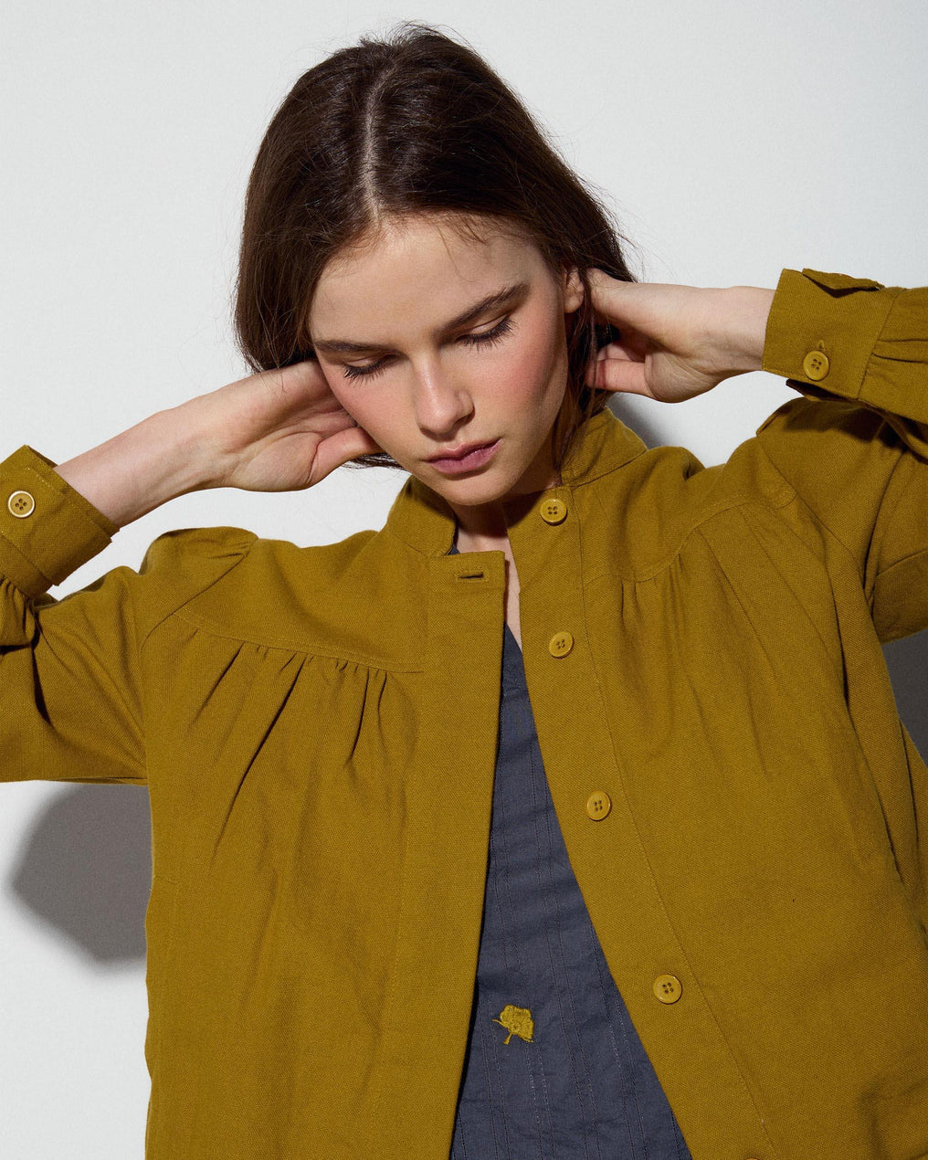 Bomber Canesú Canvas Mostaza