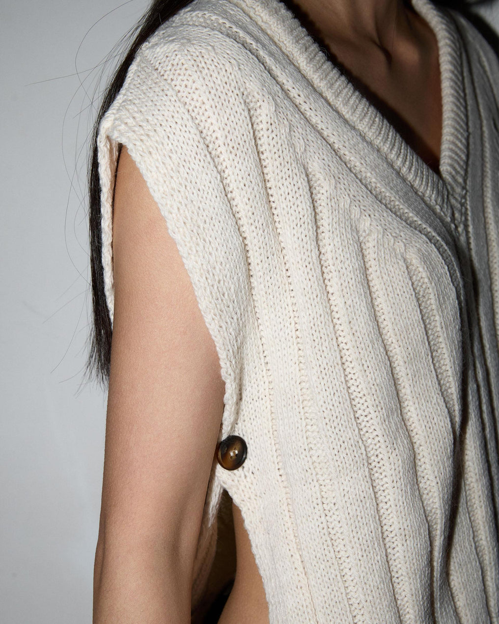 Raw V-Neck Knit Vest