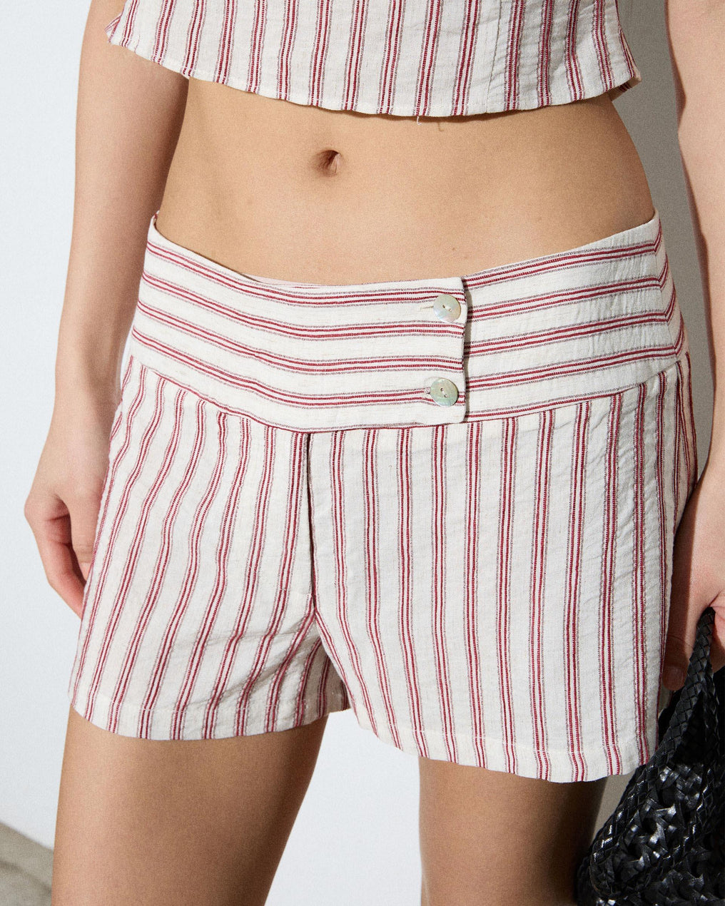 Shorts Triple Cinturilla Rayas Blanco