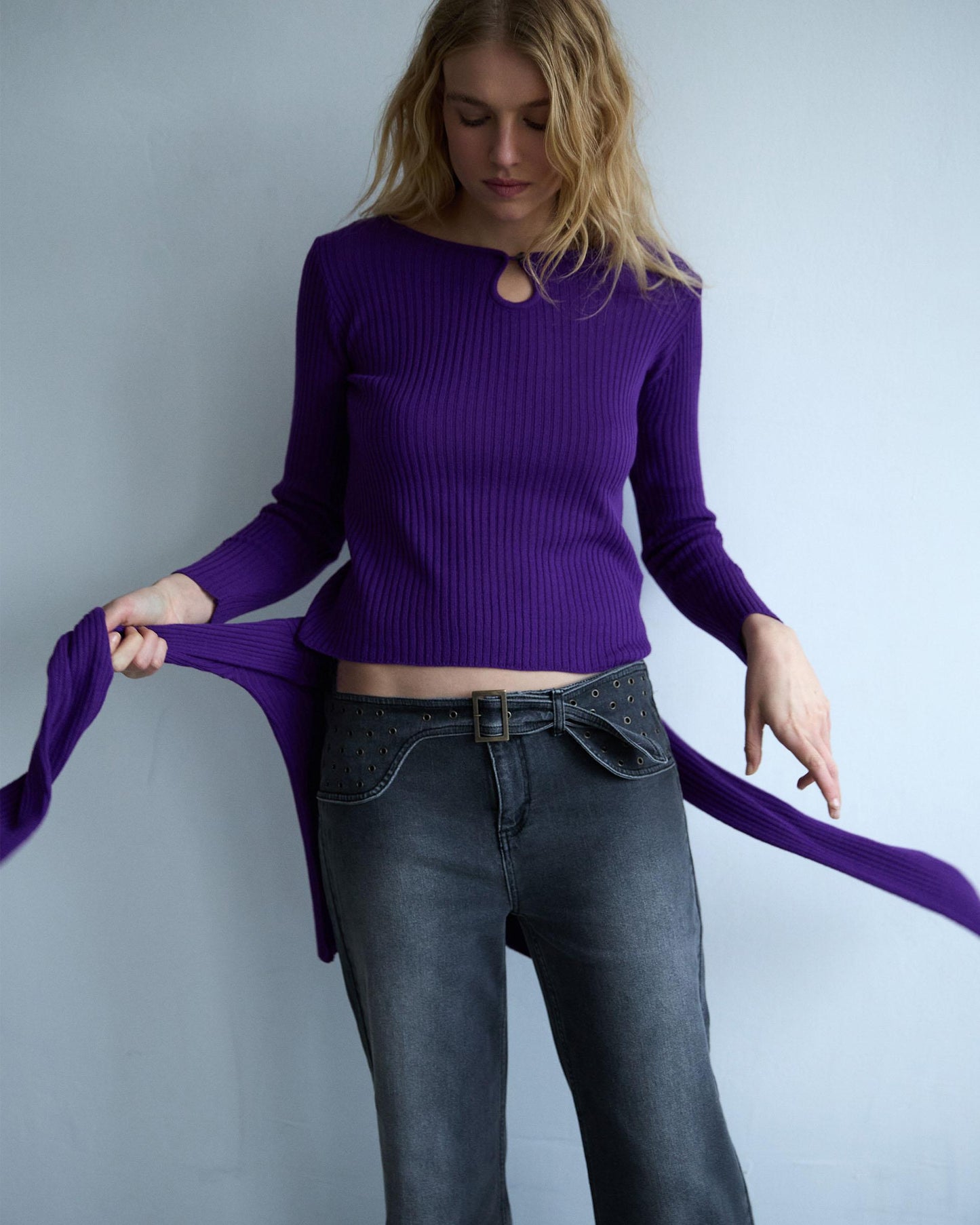 Top Punto Escote Lágrima Morado