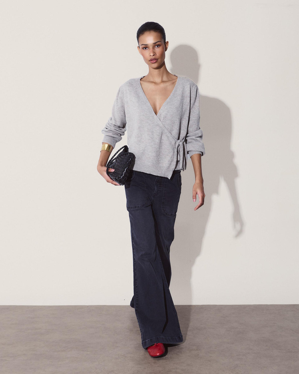 Jeans Botones Campana Negro