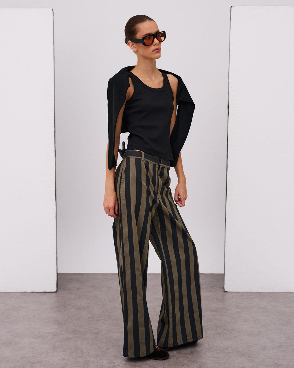 Pantalón Rayas Bicolor Negro