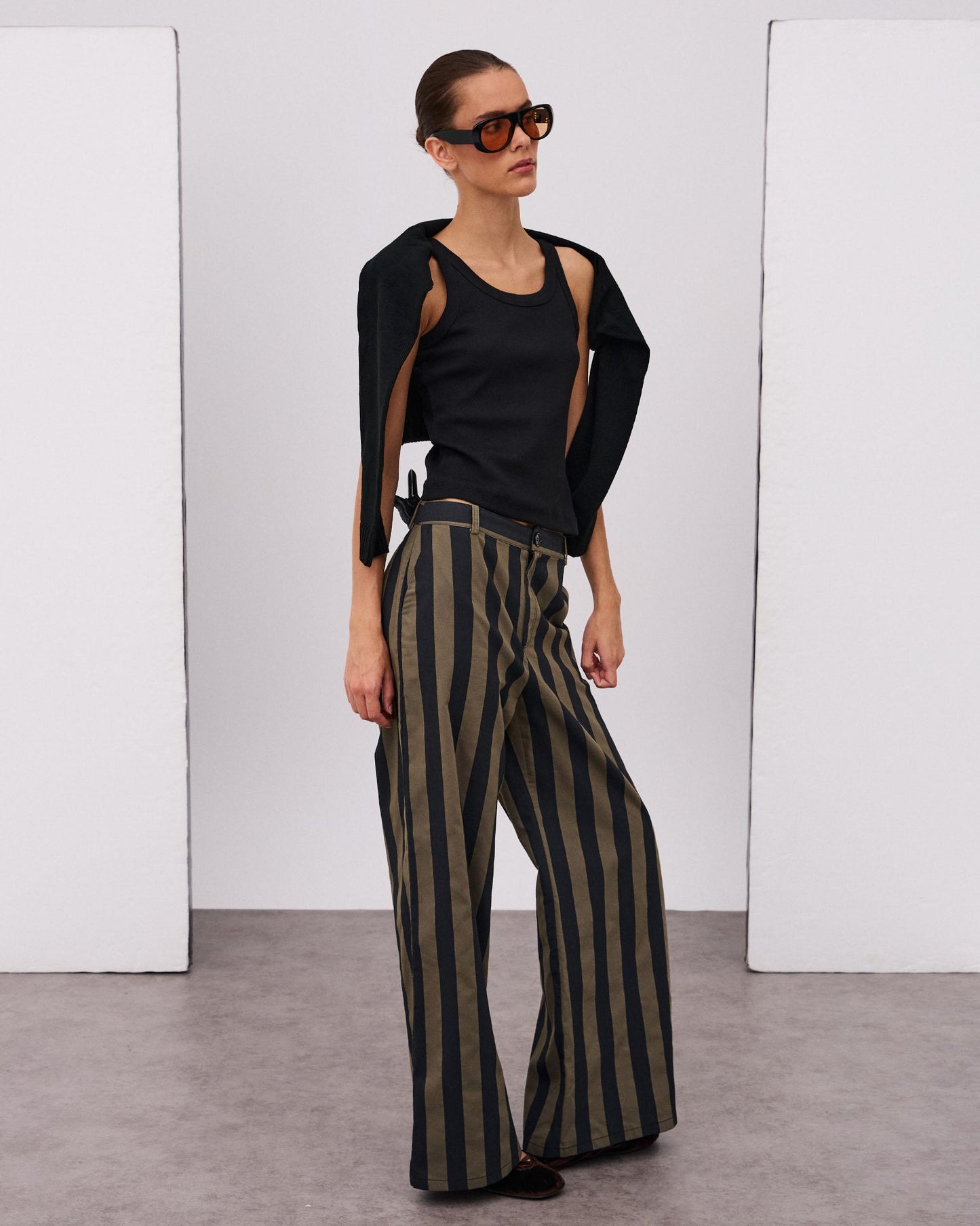 Pantalón Rayas Bicolor Negro