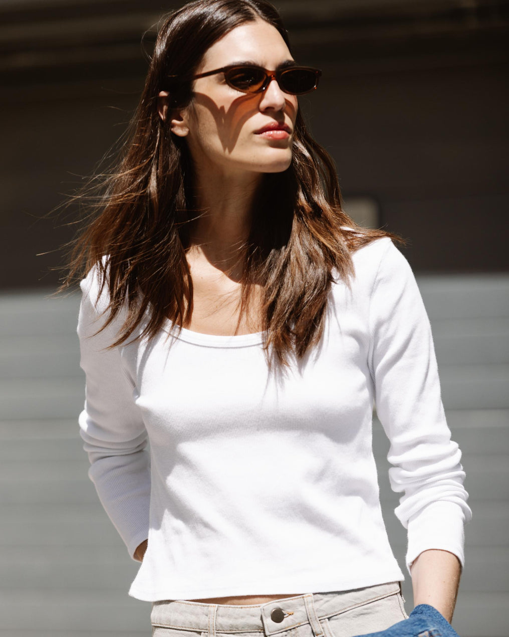 T-shirt Rib Décolleté Rond Blanc