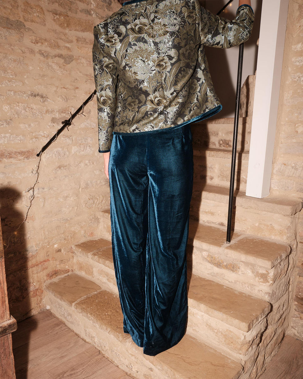 Calças de veludo cor petróleo
