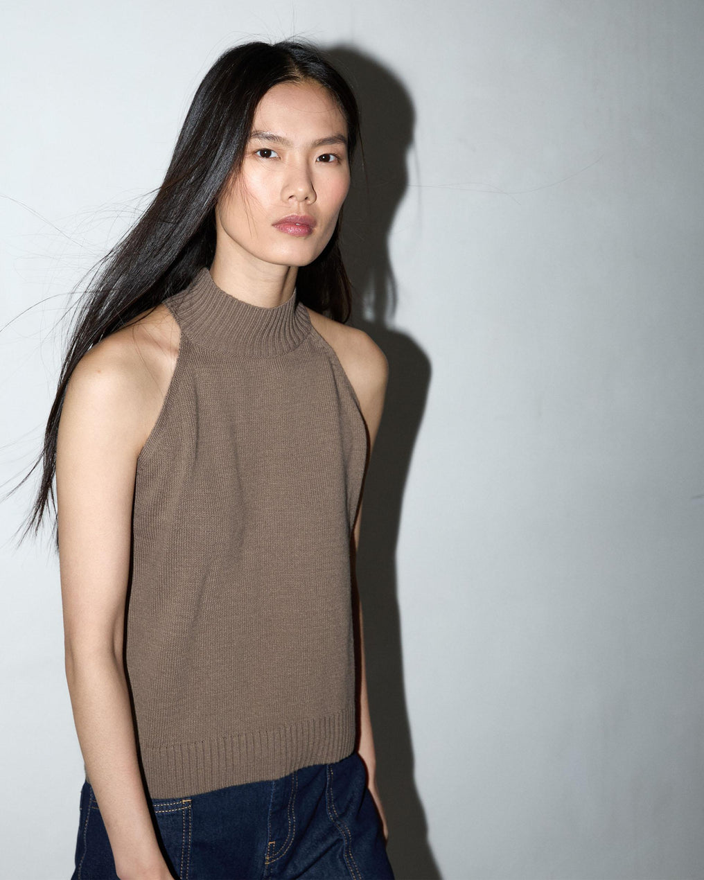 Taupe Knit Halter Top