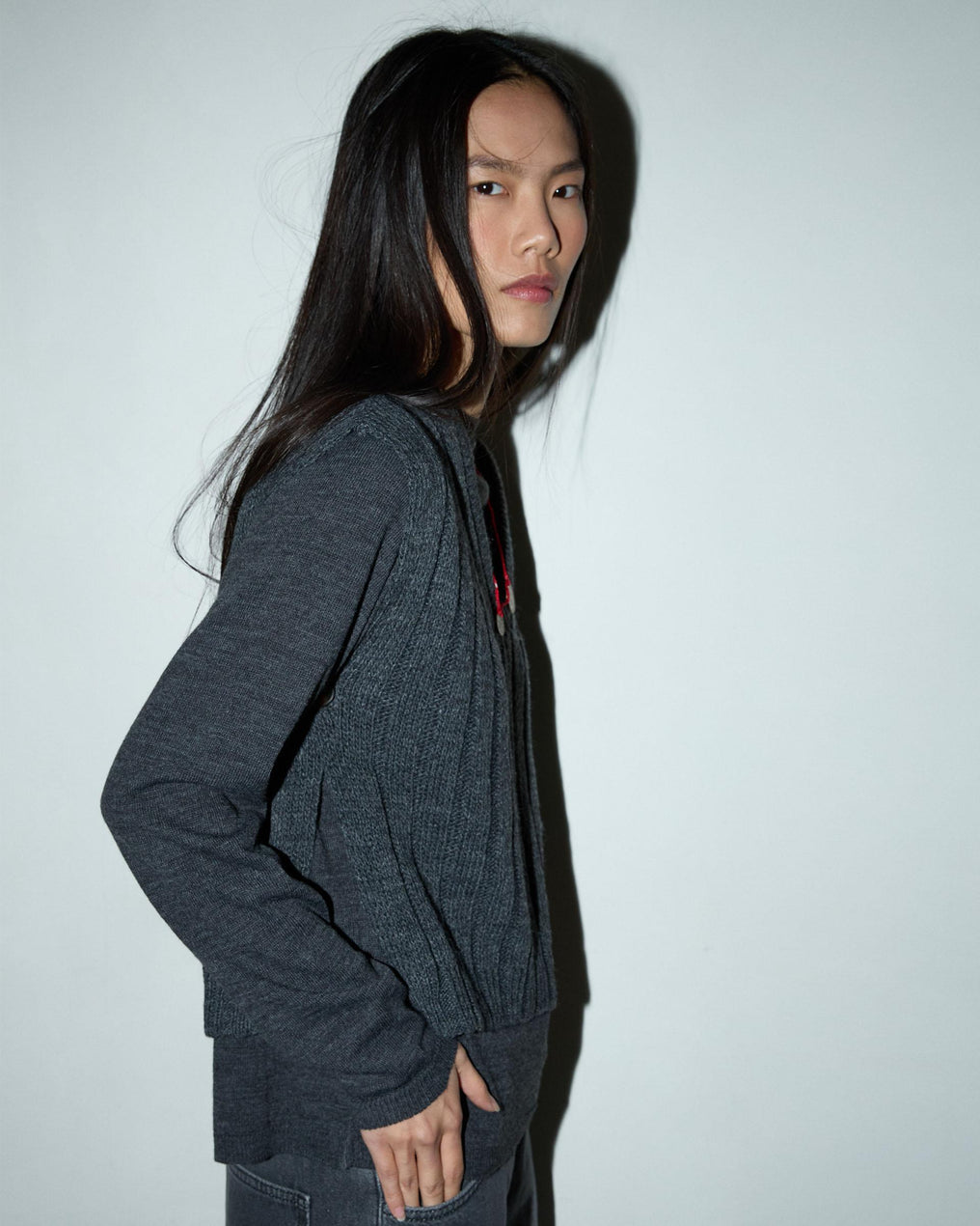 Anthracite V-Neck Knit Vest