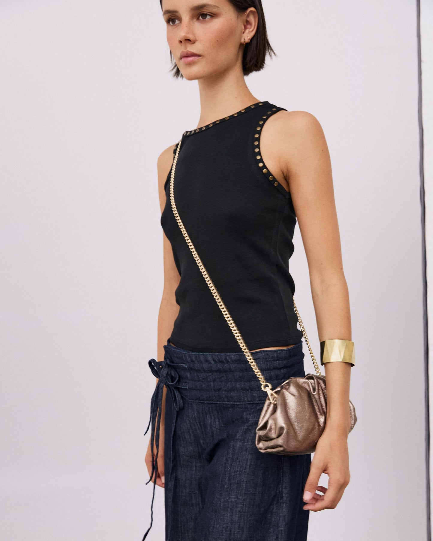 Bolso Clutch Piel Bronce