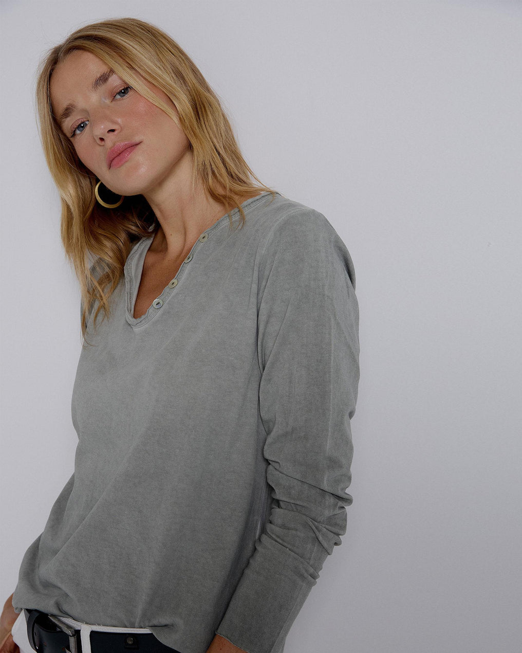 Dark Green Button-Down Long-Sleeved T-Shirt