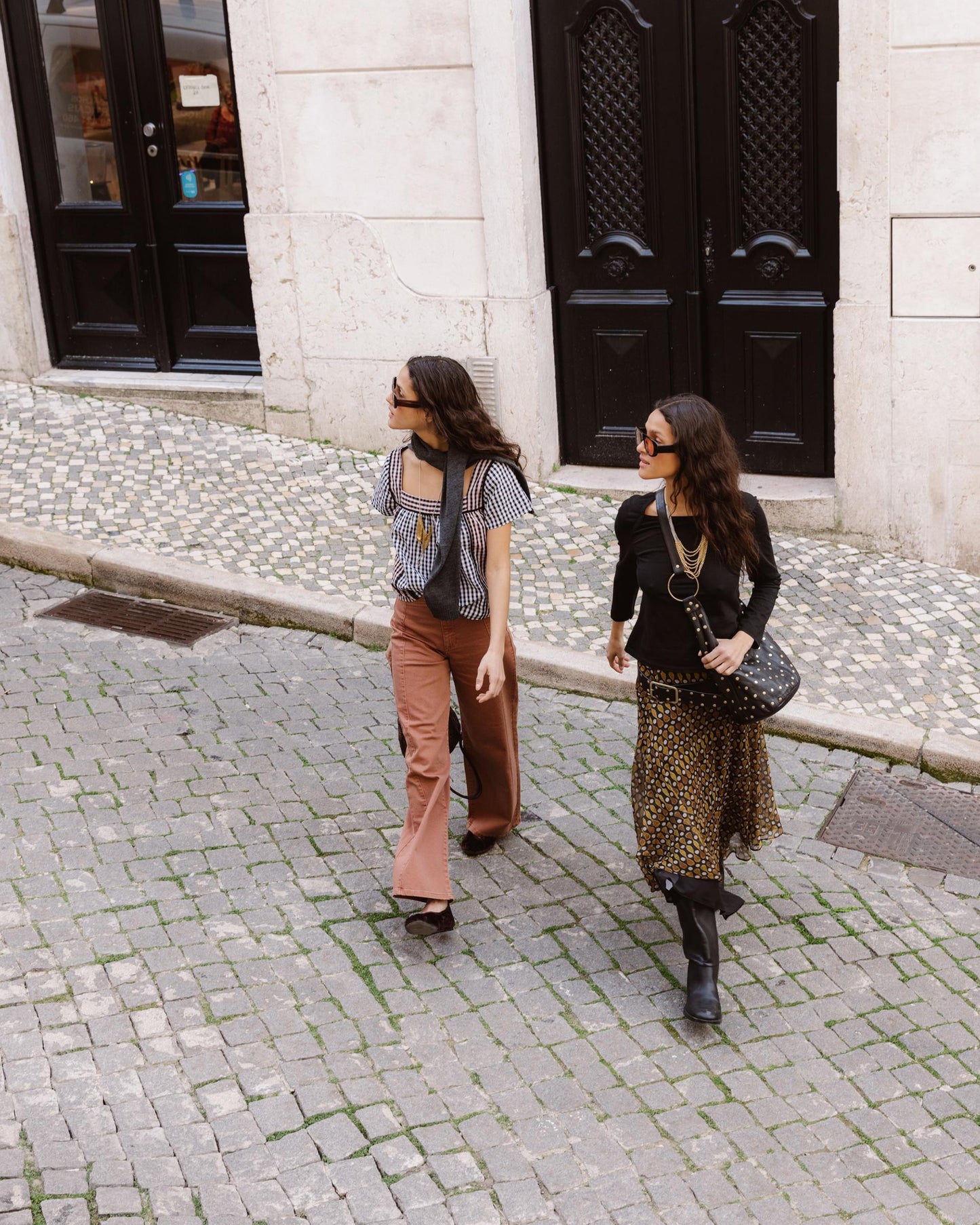 Black Contrast Ruffled Hem Skirt