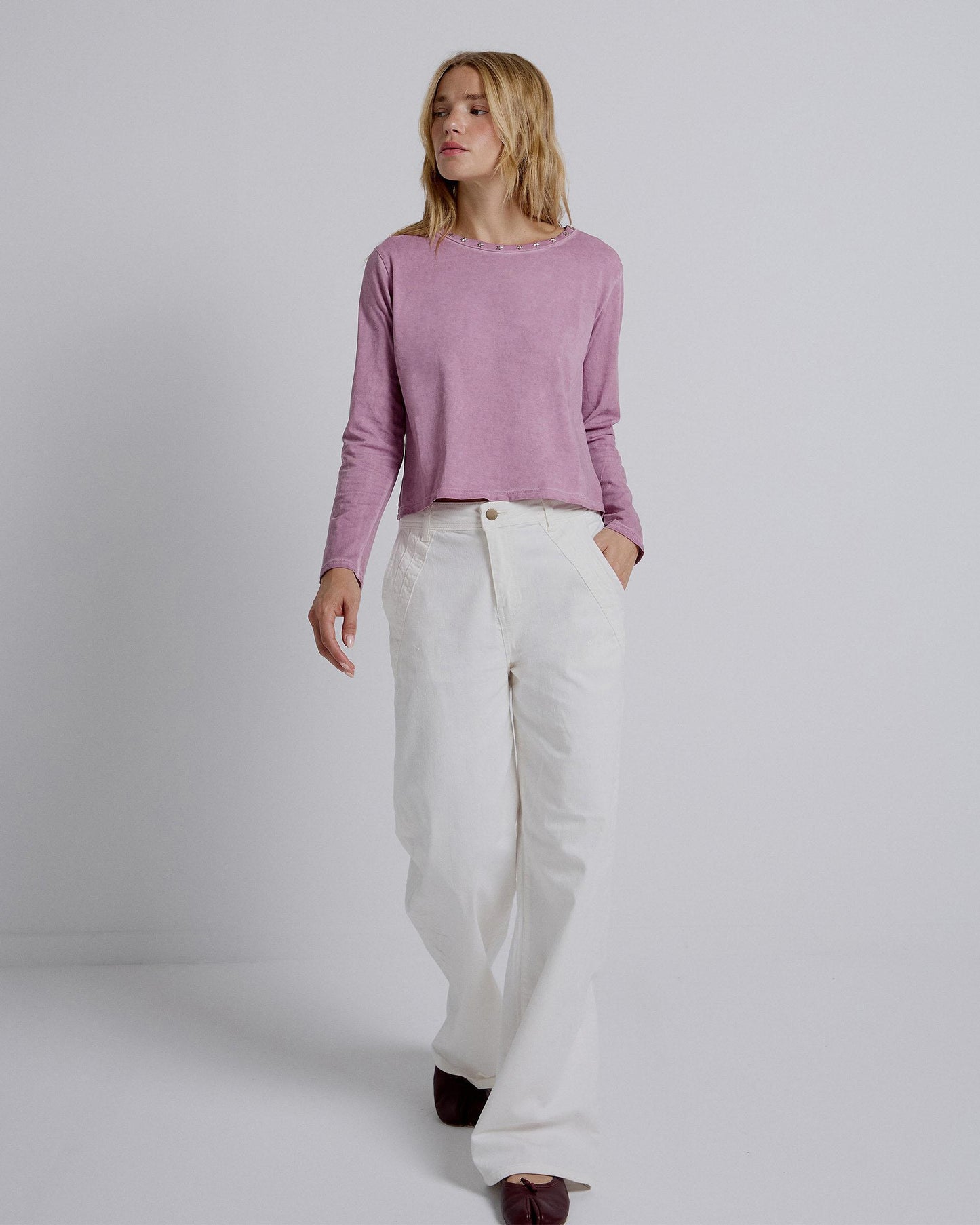 White Double Pocket Seam Jeans