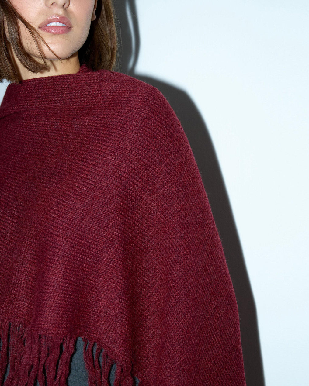 Garnet Fringed Poncho