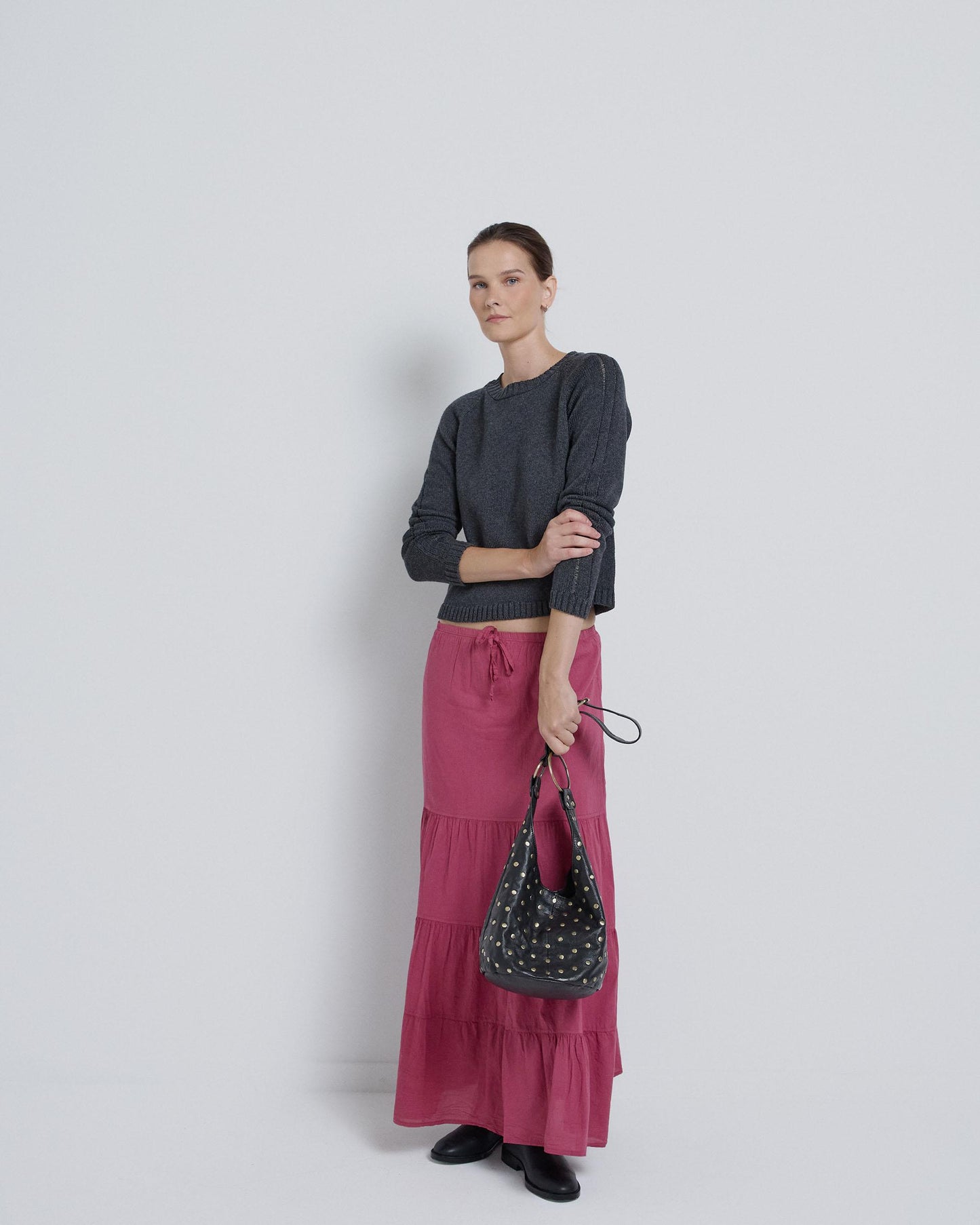 Long Skirt with Pink Bow Ruffles