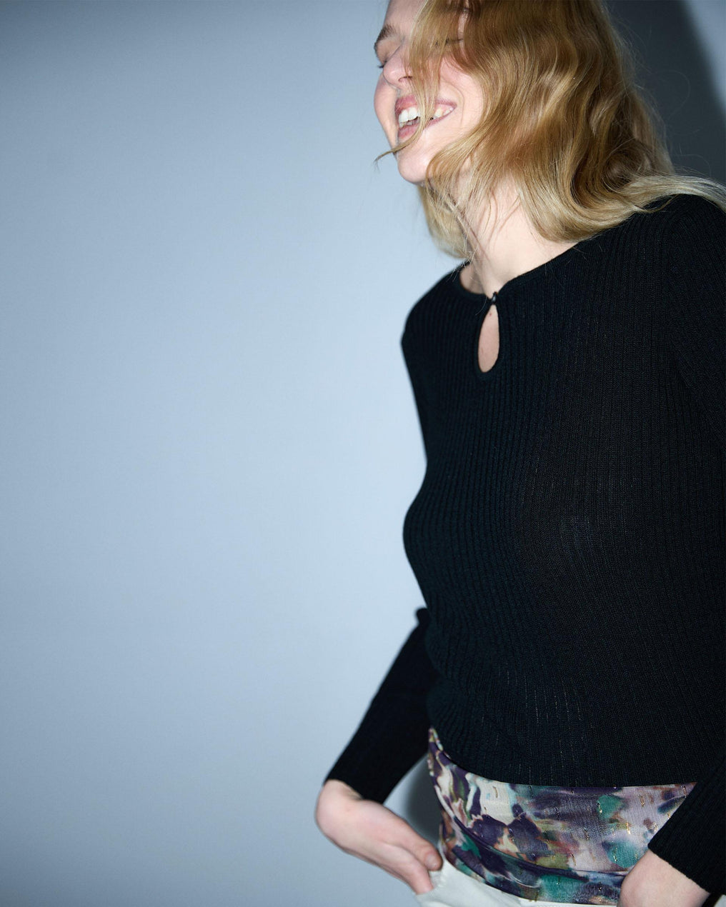 Top Punto Escote Lágrima Negro